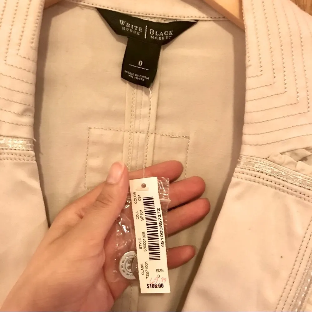 NWT WHBM Blazer White House Black Market Blazer 0 cream color ruffle belt - Image 8