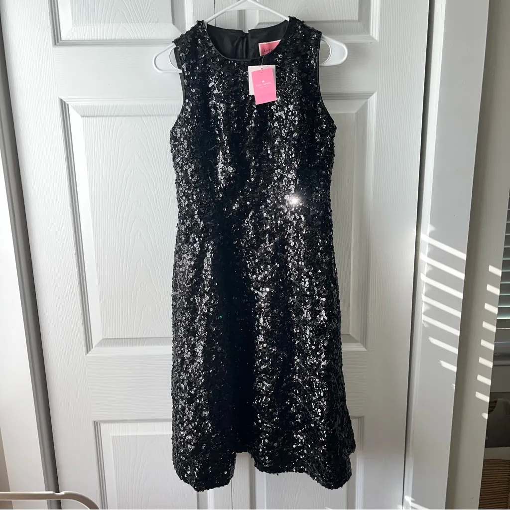 NWT Kate Spade Sequin Fit-and-flare Cocktail night out Dress Black Size 2 - Image 3