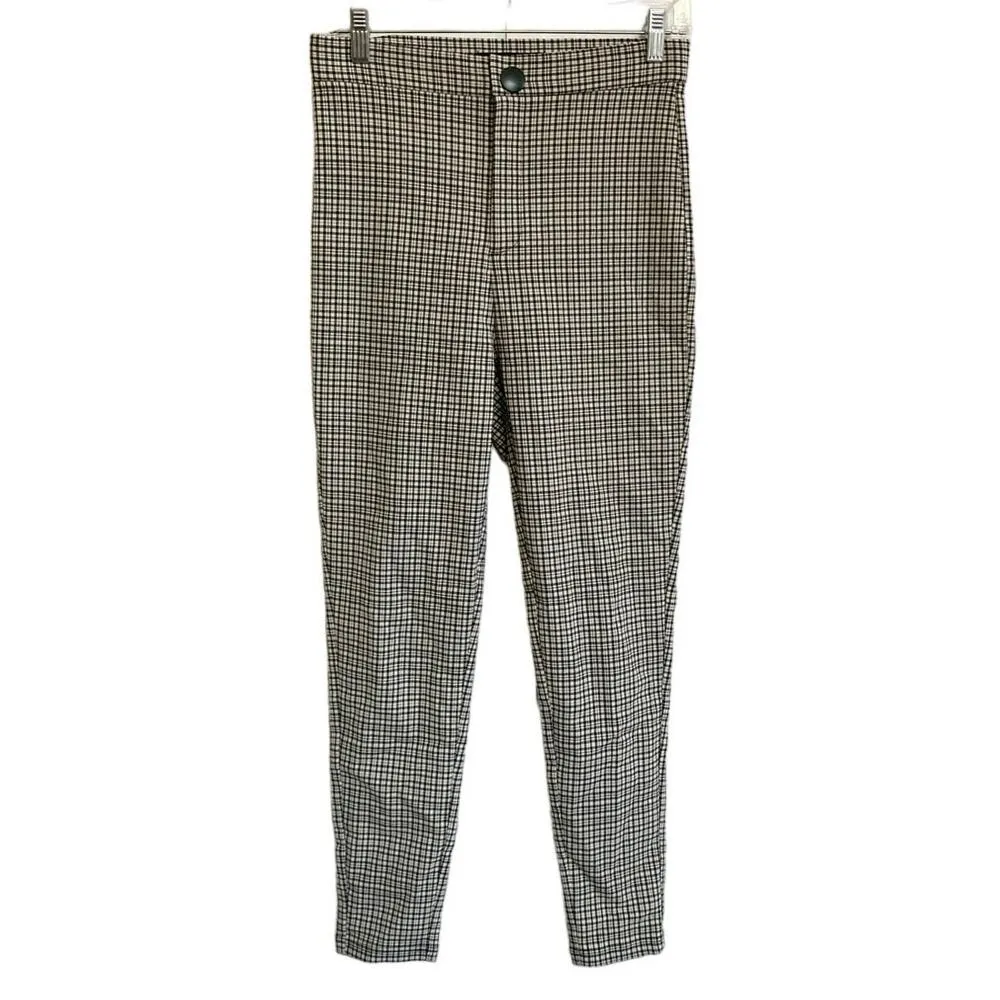 Zara‎ Dark Green and Ivory Plaid High Rise Leggings NWOT - M - Image 5