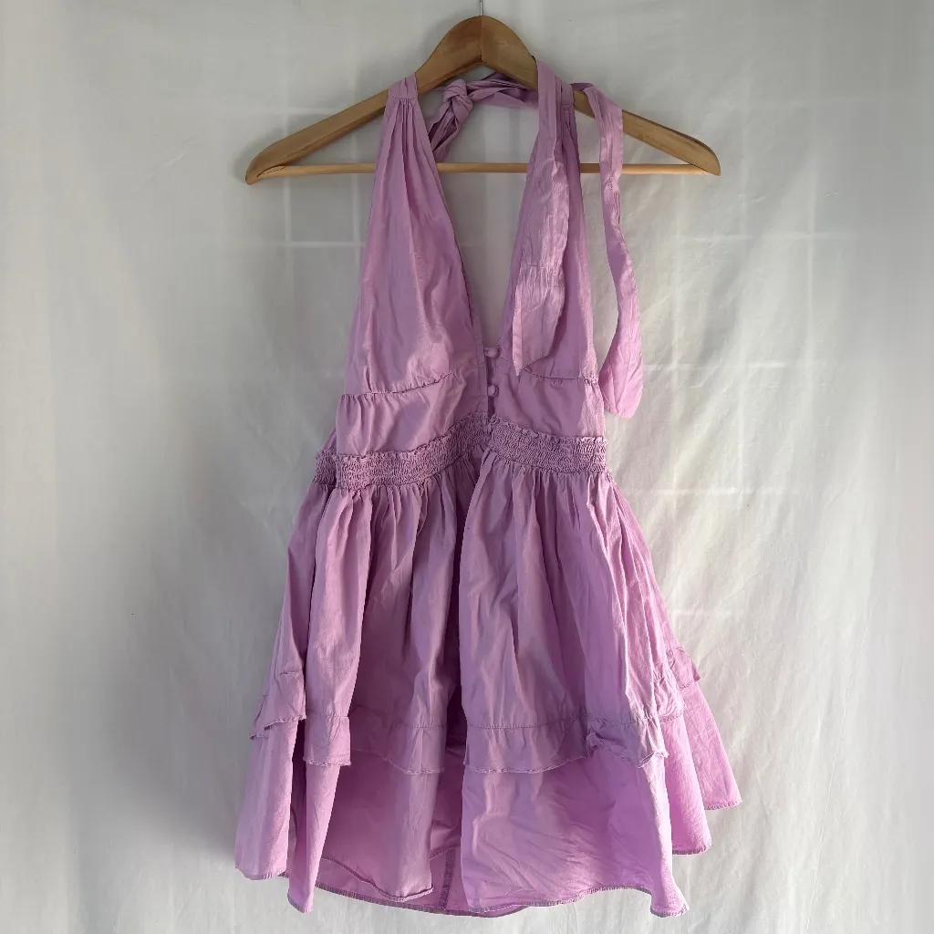 NWT Free People Sail away tunic  tiered ruffle dress lilac purple small - Image 3
