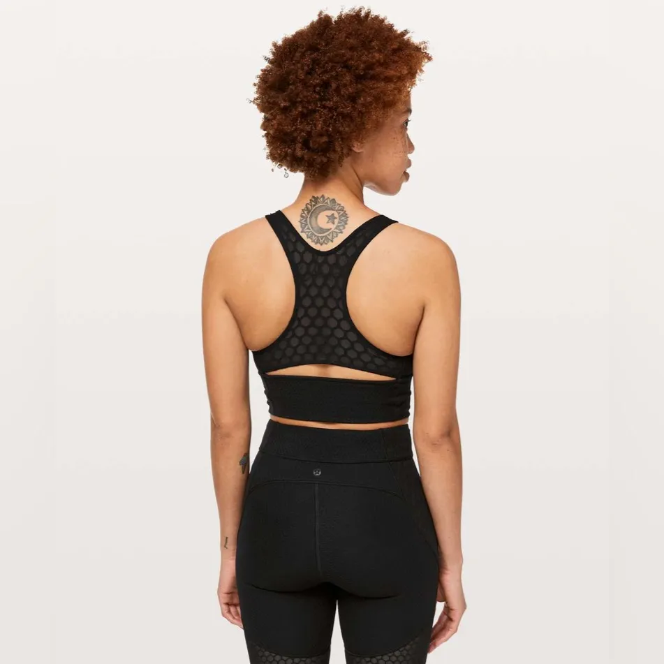 Lululemon Geo Bra *lululemon lab Longline Honeycomb Mesh in Black W2BGGS - Image 2