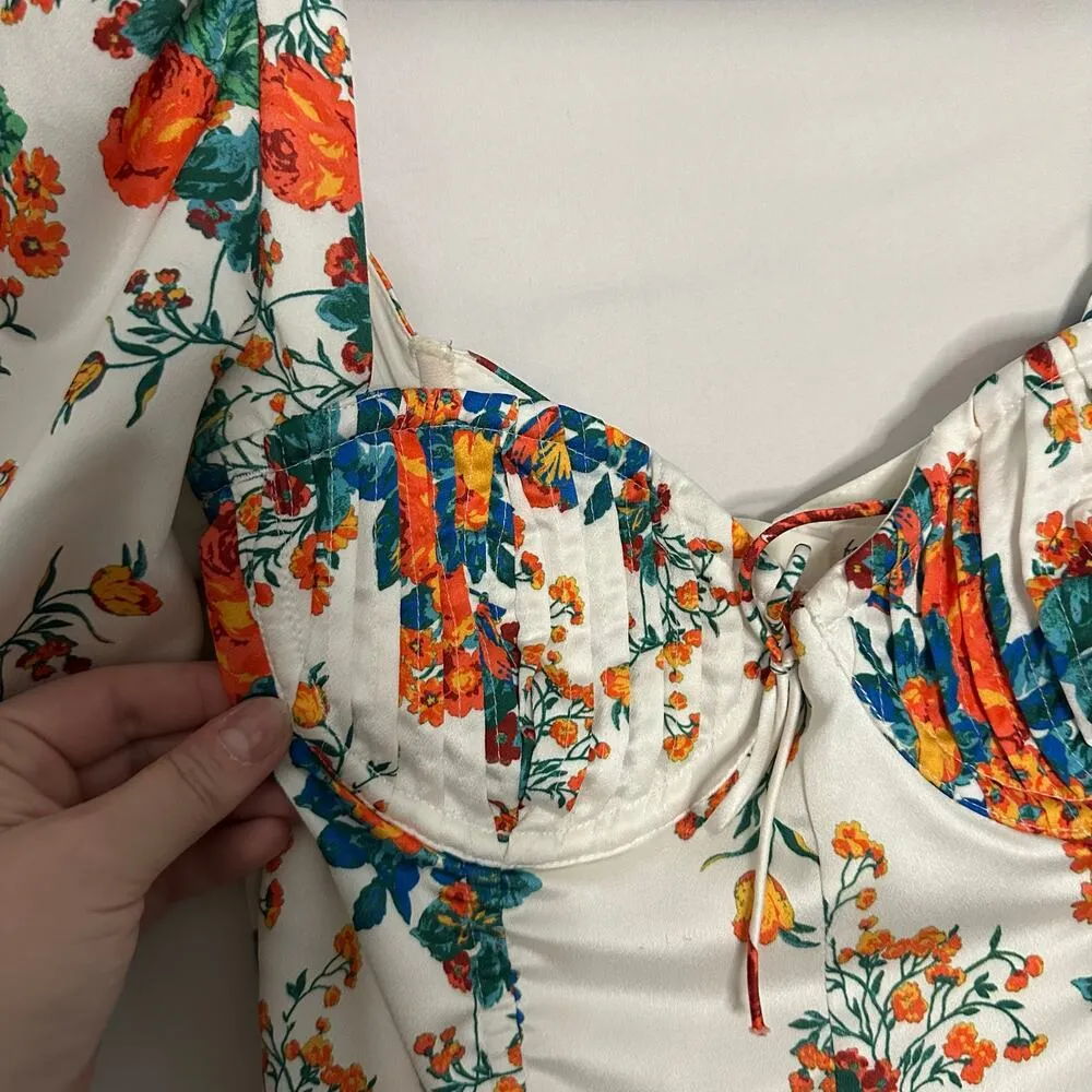 For Love & Lemons Brandy Floral Top Ivory Size Small - Image 6