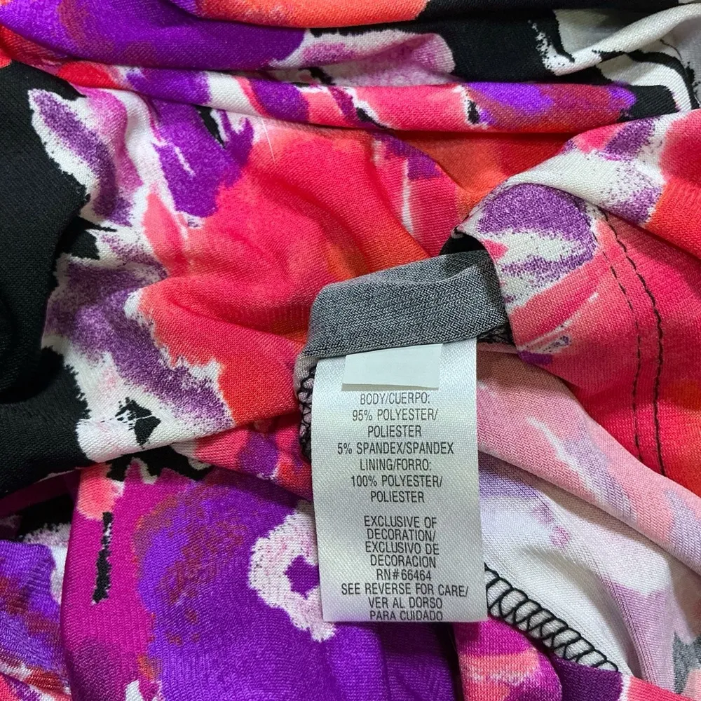 Sandra Darren Dress Beaded Keyhole Watercolor Floral Slip On Black Pink Size 12 - Image 5