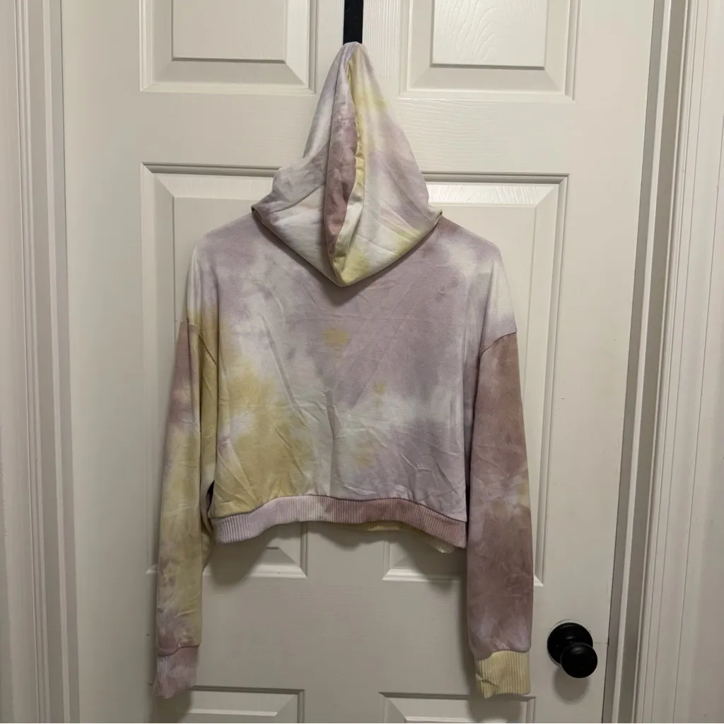 Garage Cozy Lounge Long Sleeve Crop Tie Dye Hoodie Sweatshirt Size Medium - Image 4