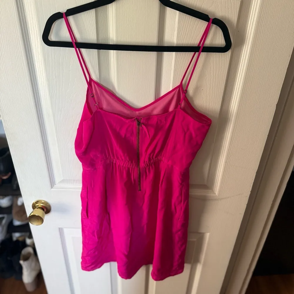 100% Silk Pink Spaghetti Strap Dress - Image 2