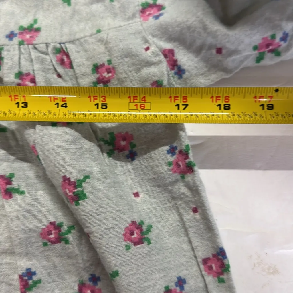 Lady Lindsay cotton lace trim light blue floral pajama nightgown S ruffle long - Image 10