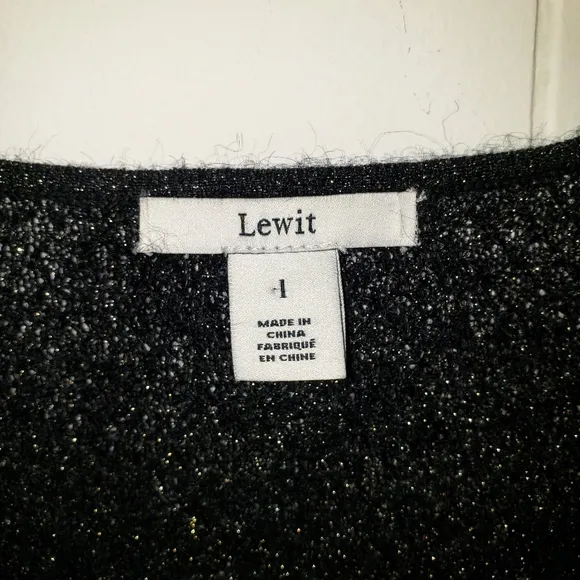 🆕 Lewit NWT Large L Sweater Black Gold Metallic NEW - Image 4