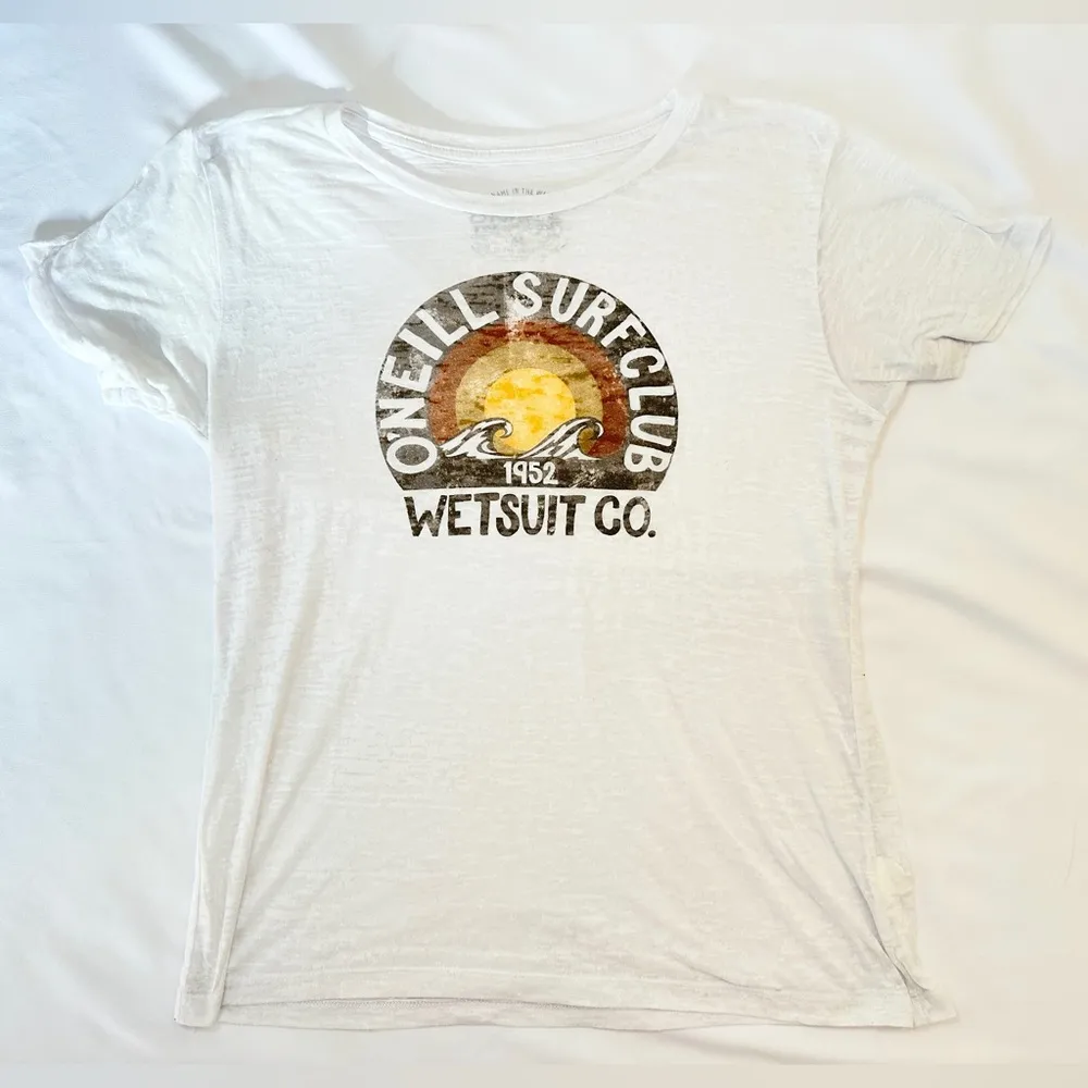 Y2K  Sheer Graphic Logo Tee - White/Brown - XL - Image 5