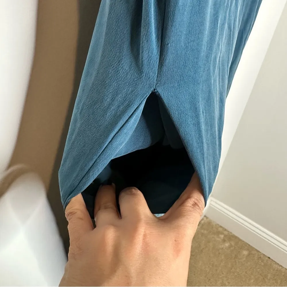 J. Crew x Universal Standard Cupro Lagenlook Dark Teal Maxi Dress - Image 8