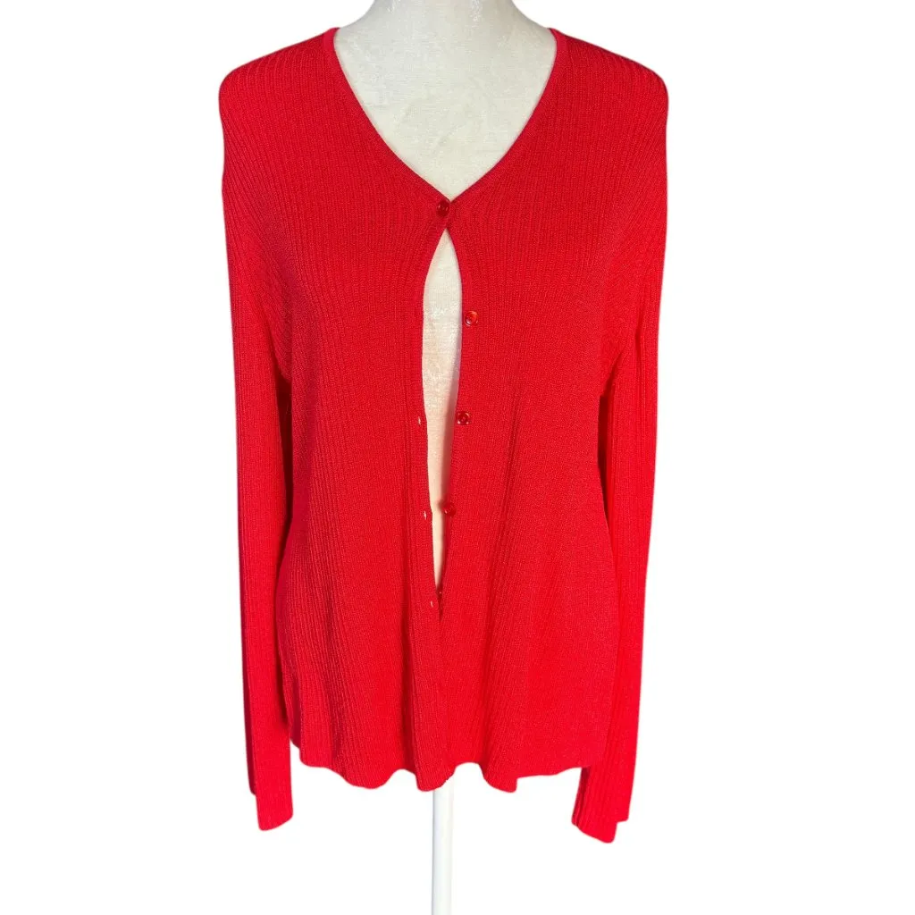 Sag Harbor women's XL long sleeve button down stretchy v-neck ribbed sweater - Image 5