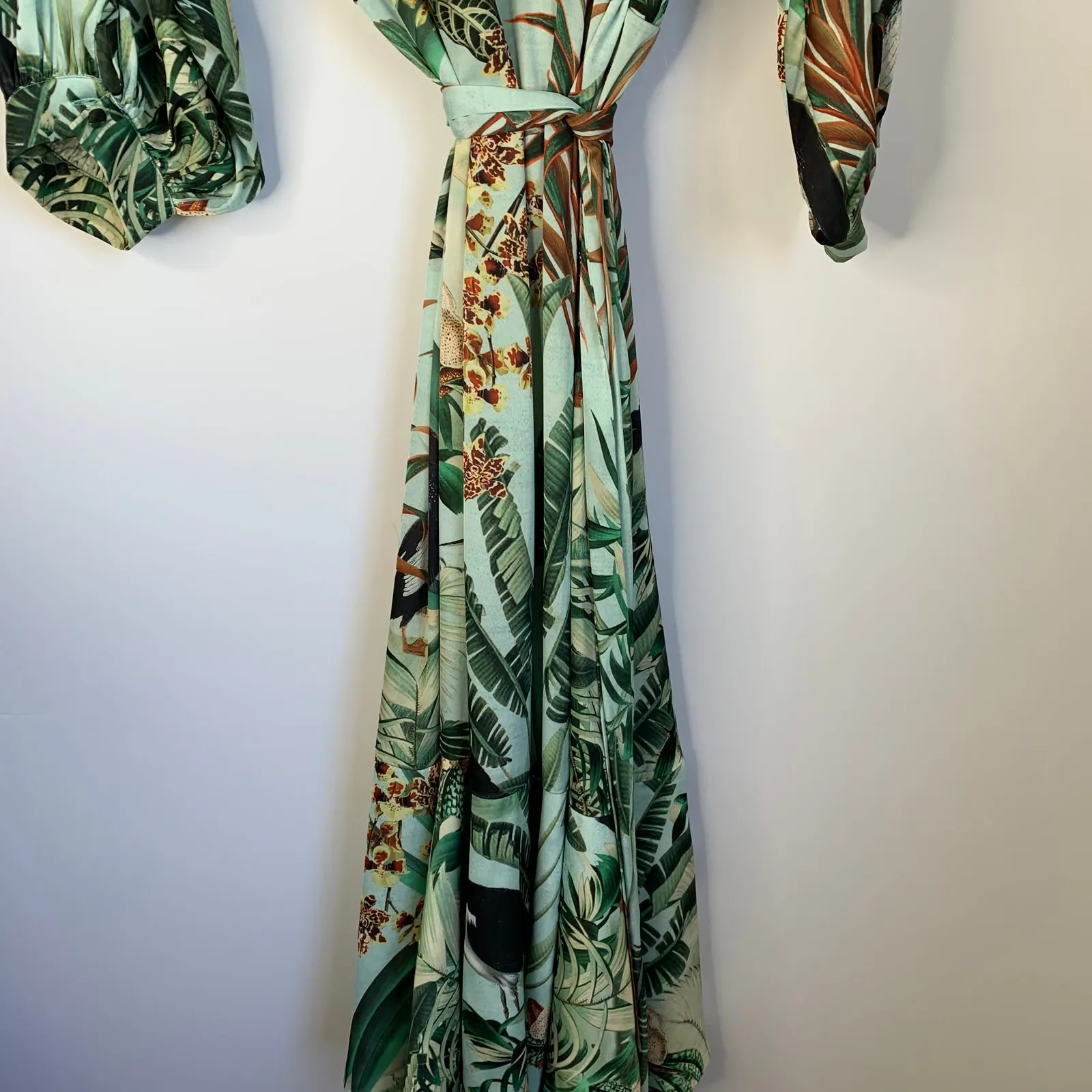 PatBO Eden Midi Flouncy Hem Wrap Dress Womens Size 6 Green - Image 12