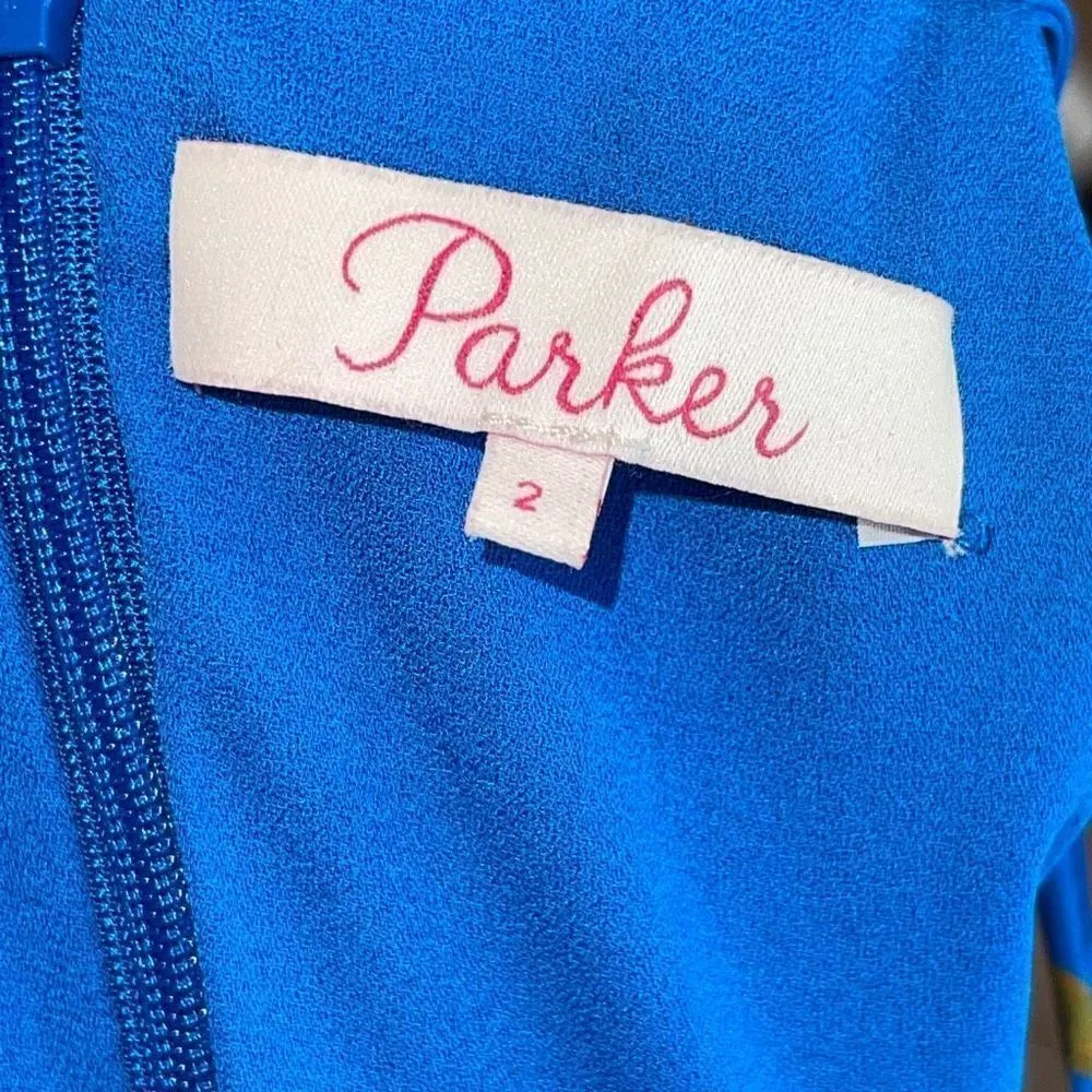 Parker Womens Maxi Hi Low Davina Dress Floral Lined‎ Halter Neck Blue Size 2 - Image 9