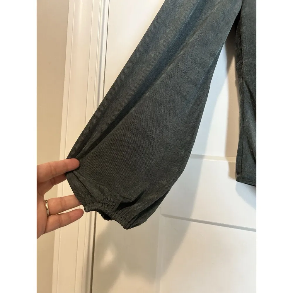 Astr the Label Bodysuit Women’s Size Medium High Neck Long Sleeve Open Back Teal Green - Image 5