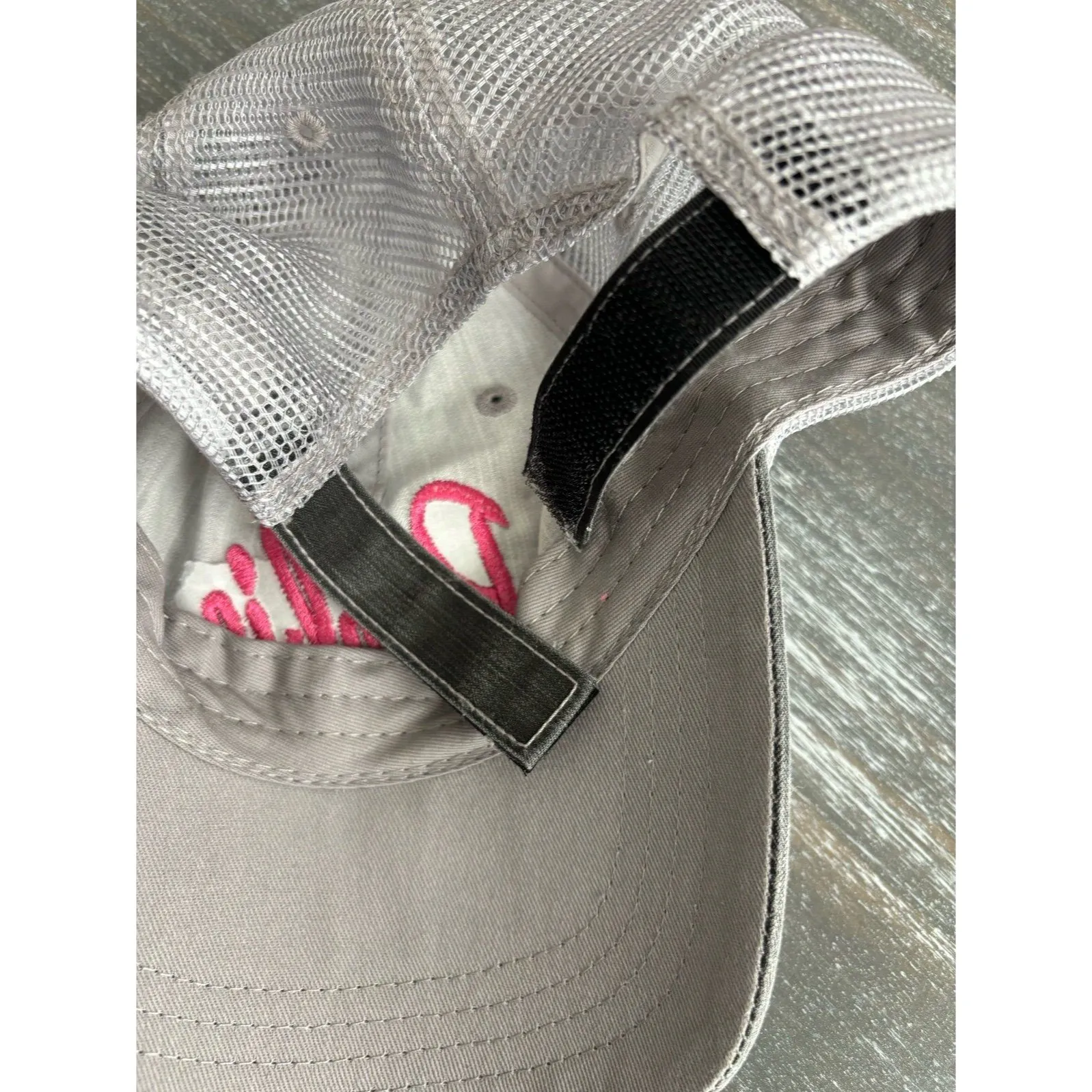 BARBIE Adult Adjustable Hat Cap Gray Embroidered Pink‎ Barbie Logo NWOT Pink - Image 10