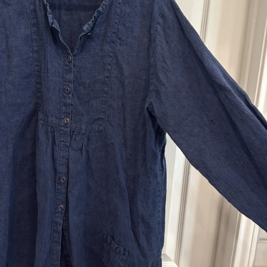 Flax long sleeve linen button down blouse - Image 5