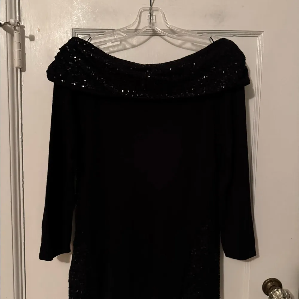 White House Black Market Black Sparkly Cowl Neck Sweater - XSmall, 3/4 Sleeve - Image 2