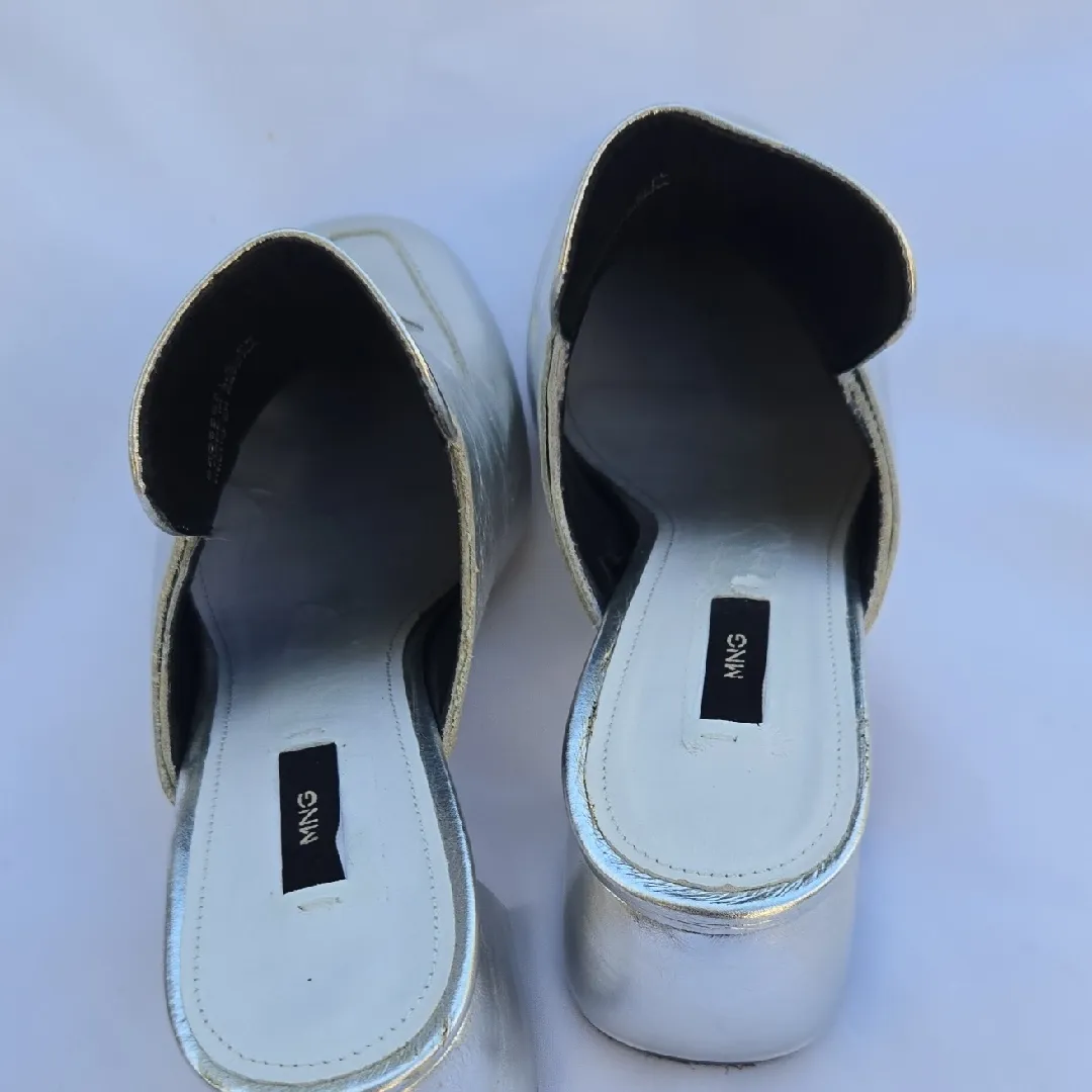 Mango Metallic Silver Mules - Image 8