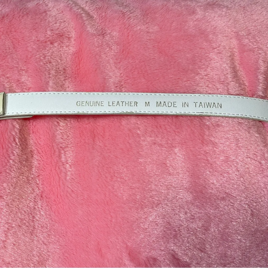 Vintage Skinny‎ White Leather Belt - Image 5