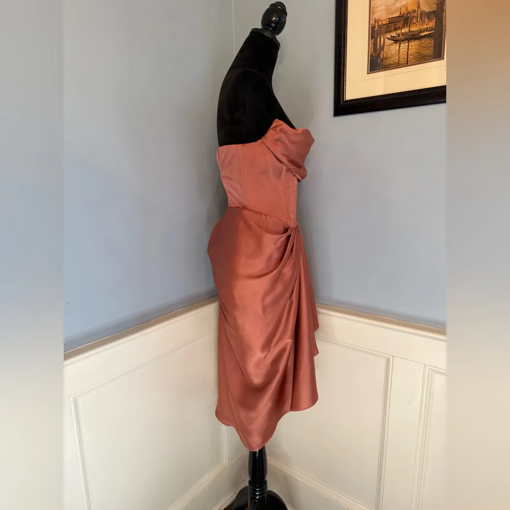 HOUSE OF CB 'Janis' Rouge Satin One Shoulder Draped Midi Dress Size XL-US 10-12 - Image 3