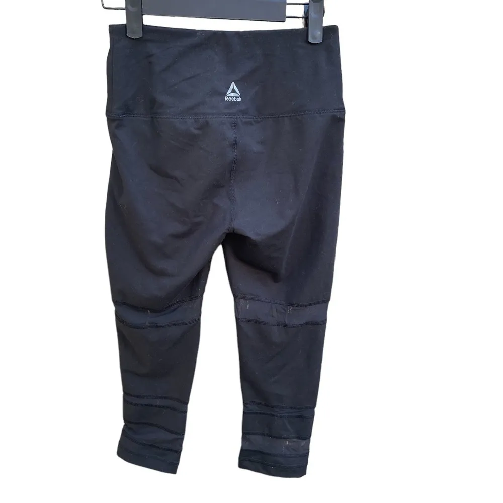 REEBOK CROPPED BLACK MESH LEGGINGS - Image 2