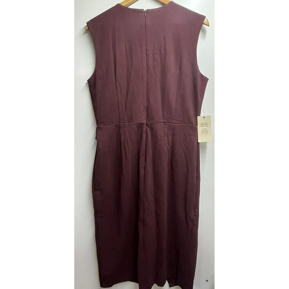 NEW Cache NWT Ponte Sheath Midi Sleeveless Dress In Chocolate Brown Size Medium - Image 11