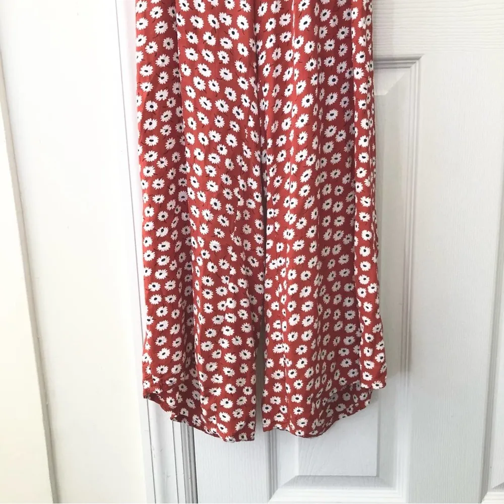 Playa Red Floral Cropped Wide Leg Jumpsuit Tie Back XS 2 - Image 6