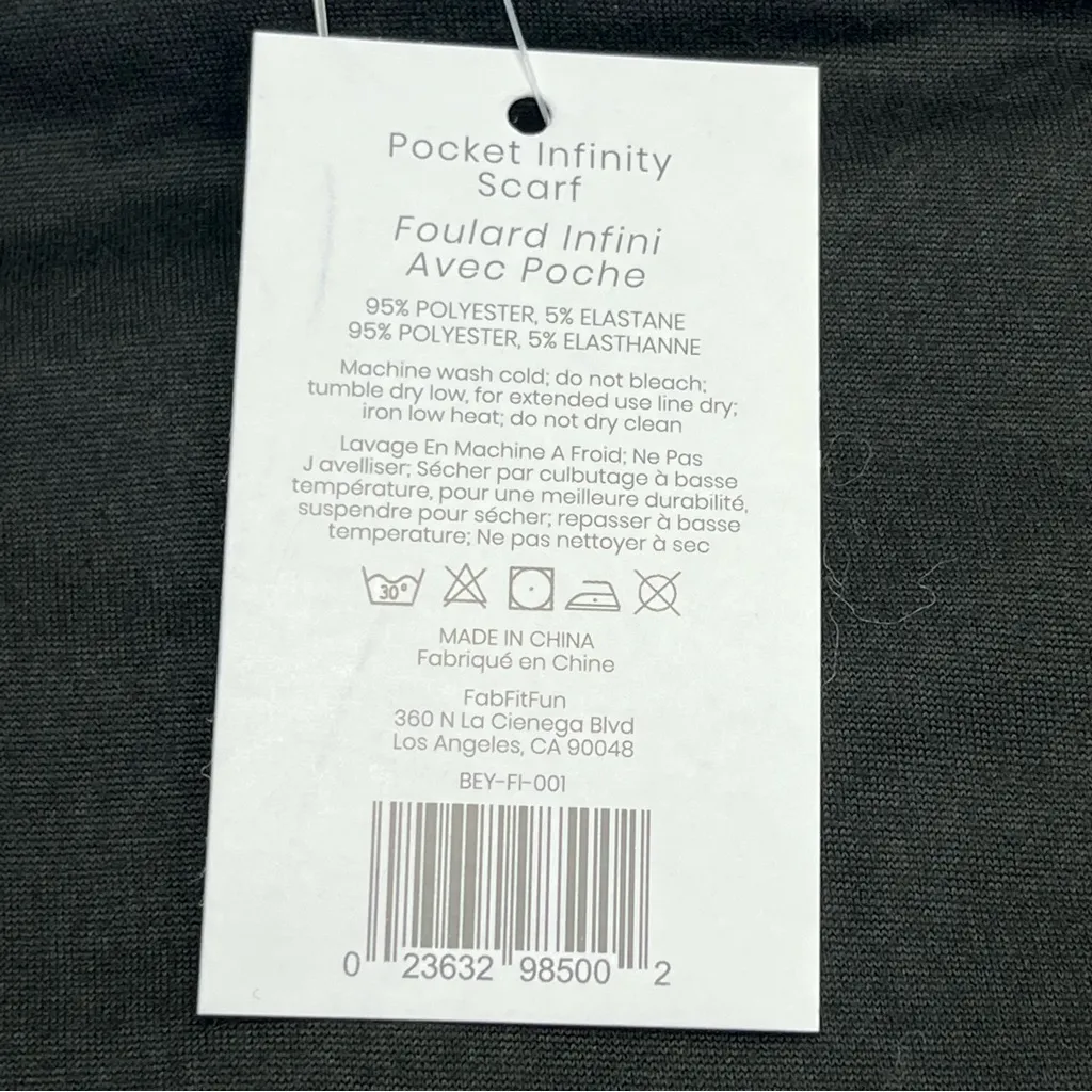 Beyond Yoga Pocket Infinity Scarf Black Zipper Pocket Athletic FabFitFun NEW‎ - Image 6