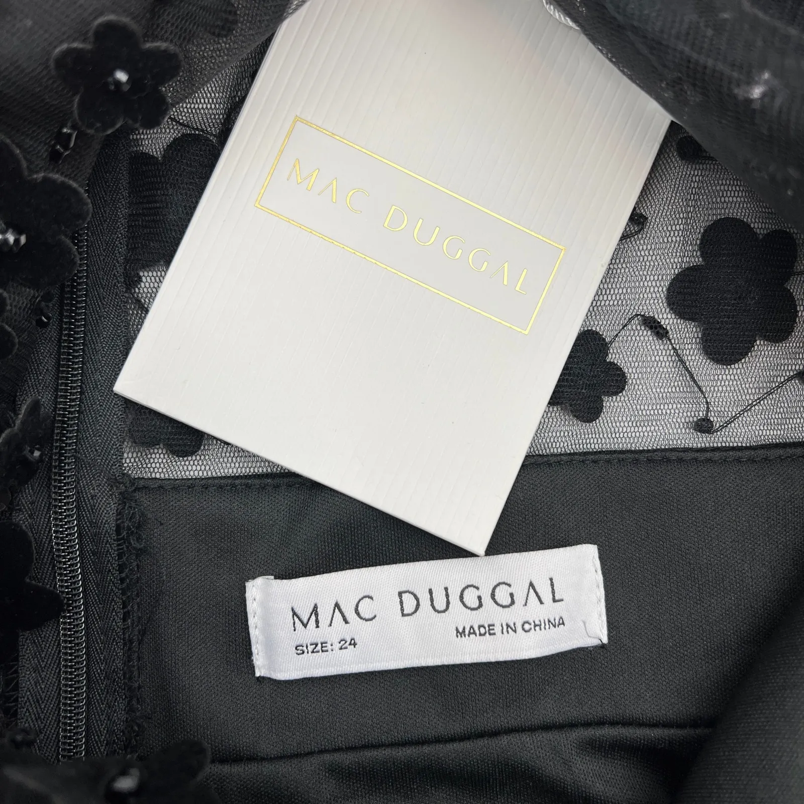 Mac Duggal Embellished V Neck Long Sleeve Midi Dress Black - Image 3