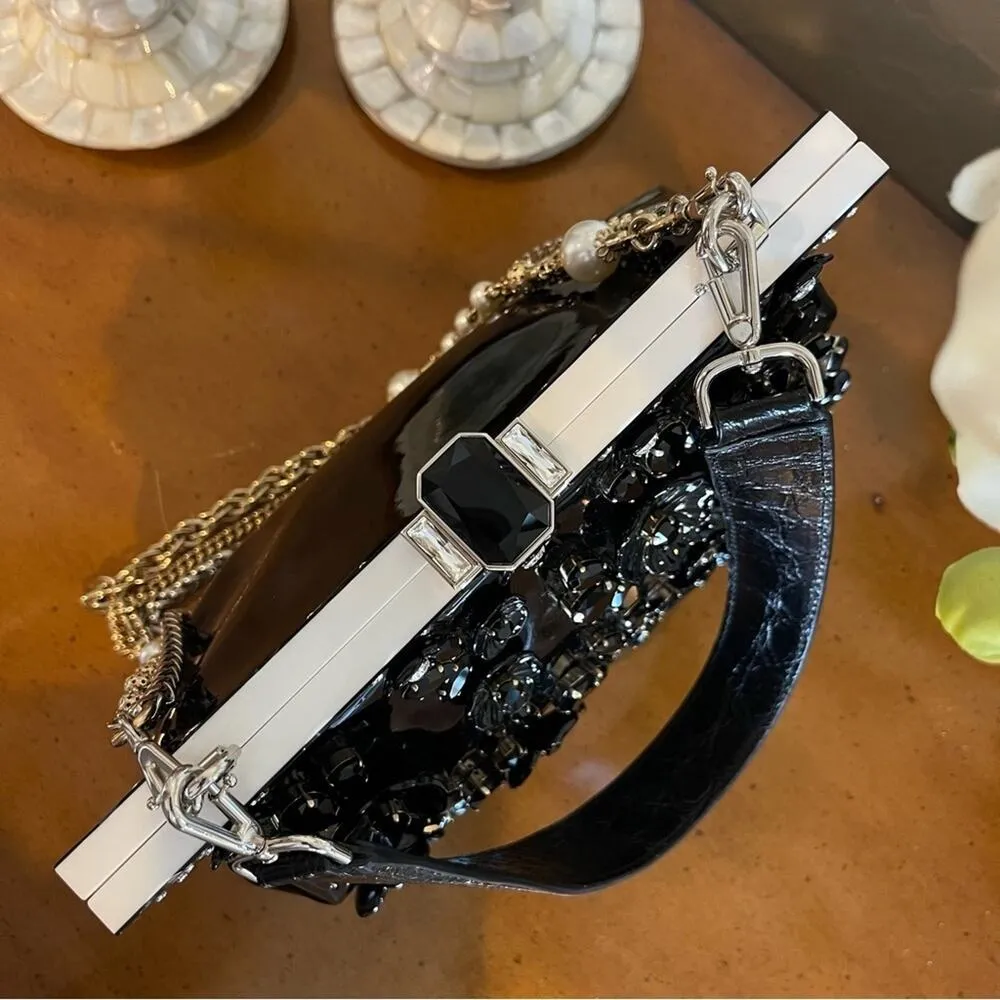 NWOT Dolce & Gabbana Black Floral Crystal VANDA Bag Chic, Bold & Glamorous - Image 6