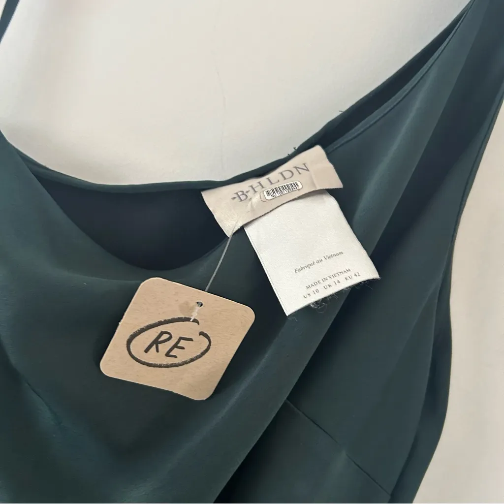 NWT Anthropologie BHLDN Audrie Satin One Shoulder Midi Dress Size 10 - Image 6