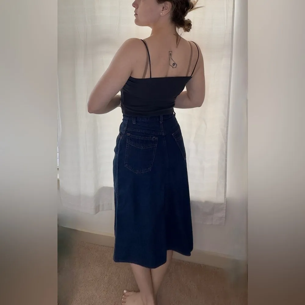 Vintage 70s Sears Denim Button Down Midi Skirt - Image 3