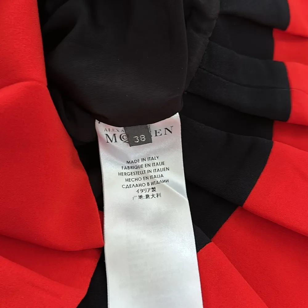 Alexander McQueen Pleated Peplum Top Colorblock red black XS vintage Y2K 38 - Image 6