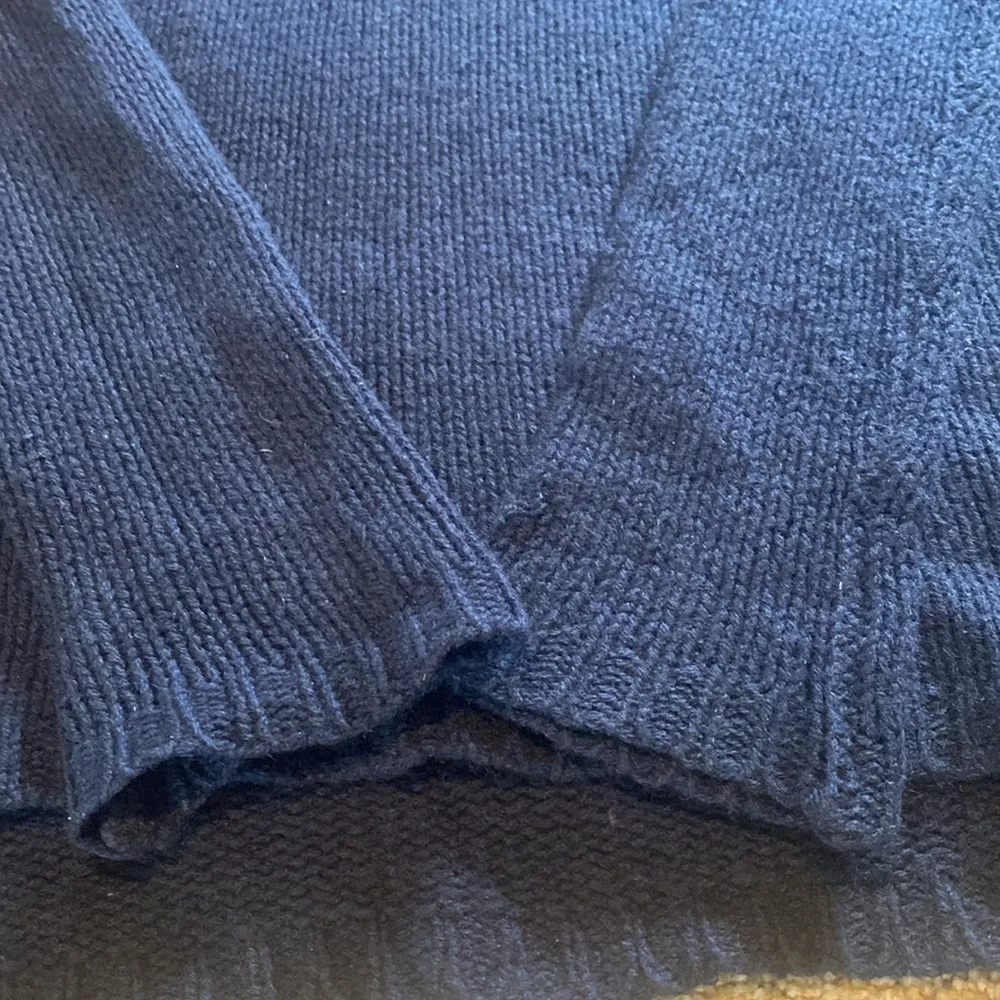 Calypso St Barth Cashmere Relaxed Long Sleeve Split Side Sweater Navy XS - Image 4