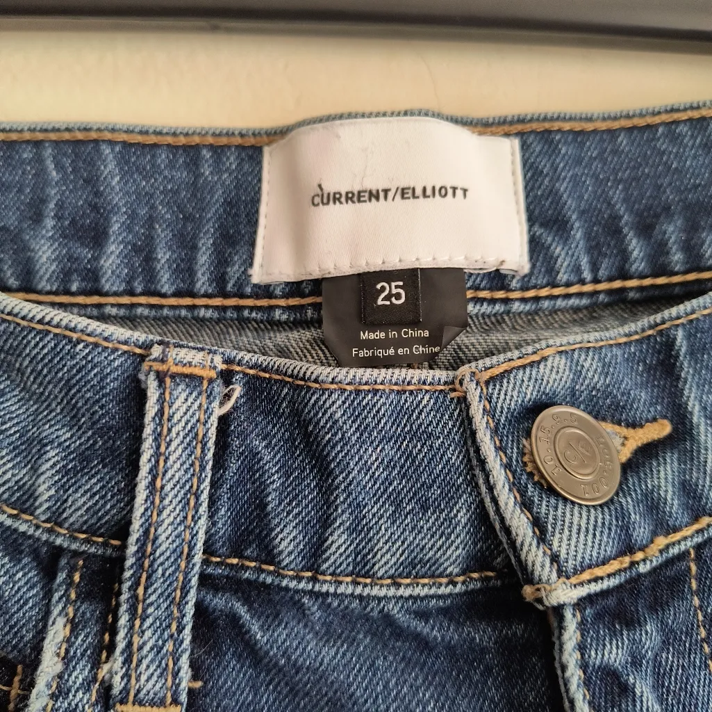 Current / Elliott Women's Blue Cropped Cuffed Hem Mid Rise Slim Leg Jeans 25 - Image 5