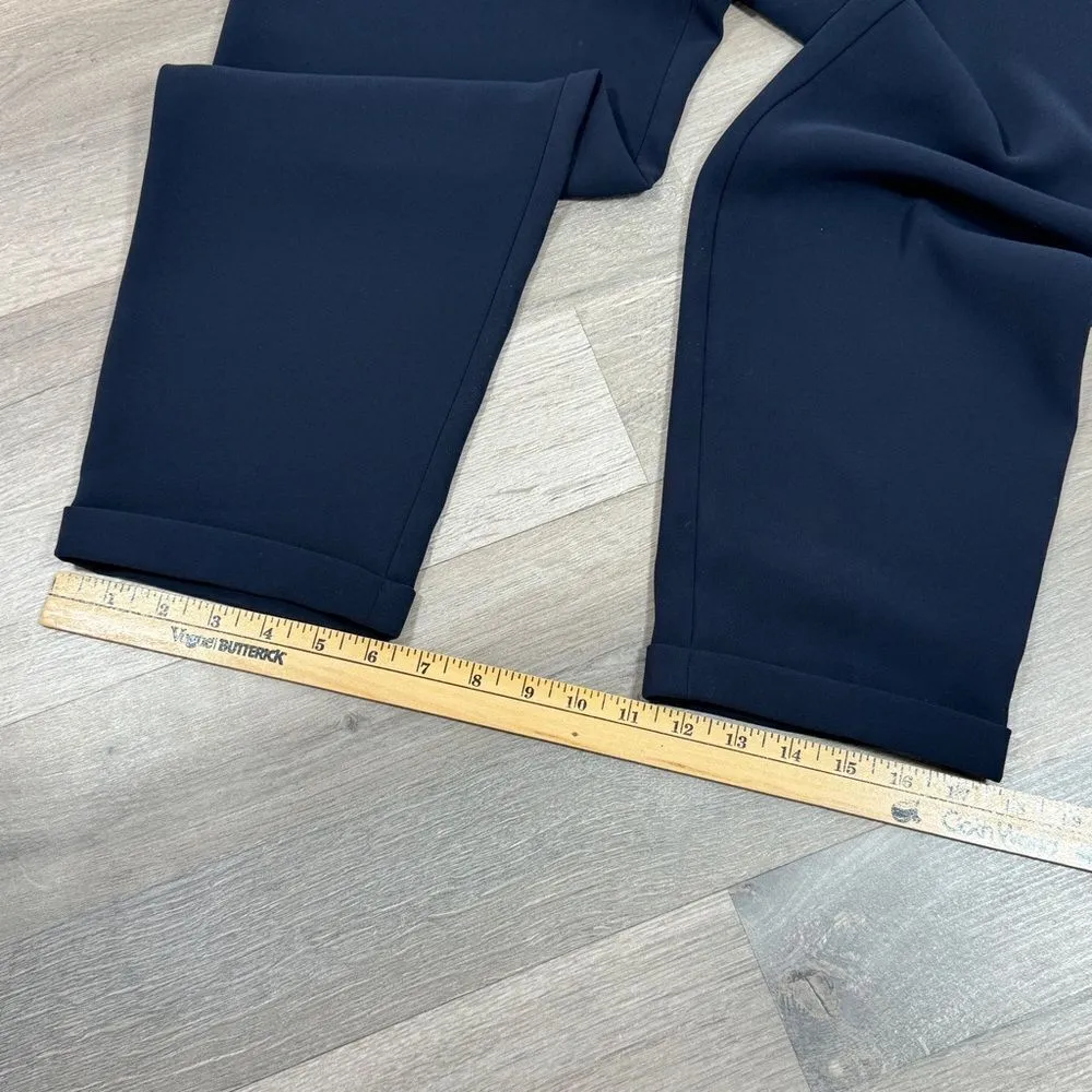 J. Crew Elastic Waist Cuffed Drapey Crop Pants Navy Blue 4 Pull On - Image 11