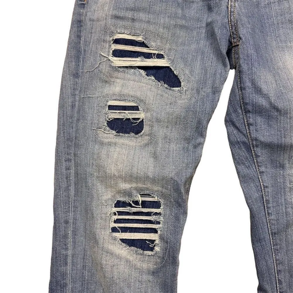 Current/Elliott Women's Le Fling Boyfriend Cropped Jeans Size 26 Patch Repair - Image 2