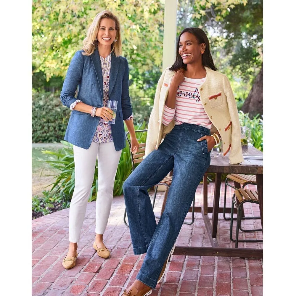 Talbots Size Medium Cotton “Lovely” Tee Top Cruise Casual Floral Embroidered - Image 5