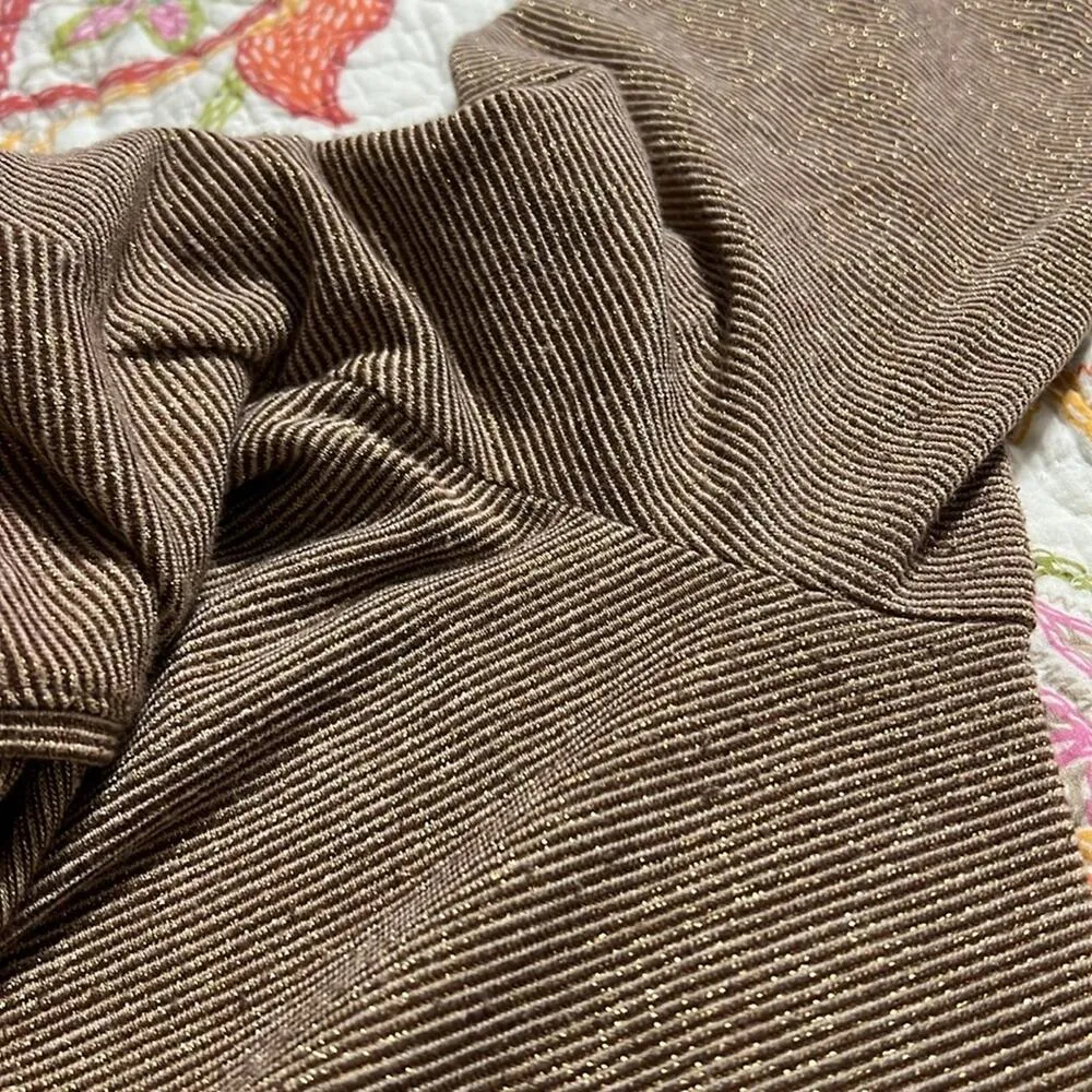 Chico's Chico’s womens sz 2 medium pullover striped gold metallic long sleeve tee shirt - Image 7