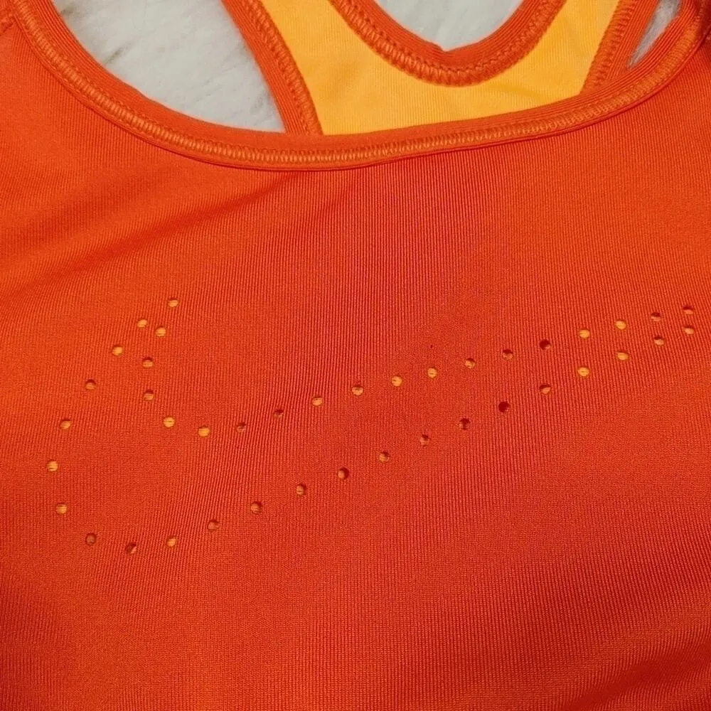 Nike Pink Orange Size XS Extra Small Sportbra Dri Fit Gym Workout Running - Image 6