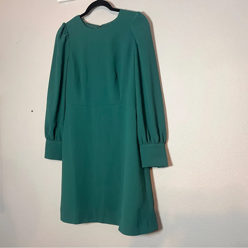J. Crew Long Sleeve Shift Dress 365 Crepe Green Size 6 NWT J2205 Knee Length - Image 3