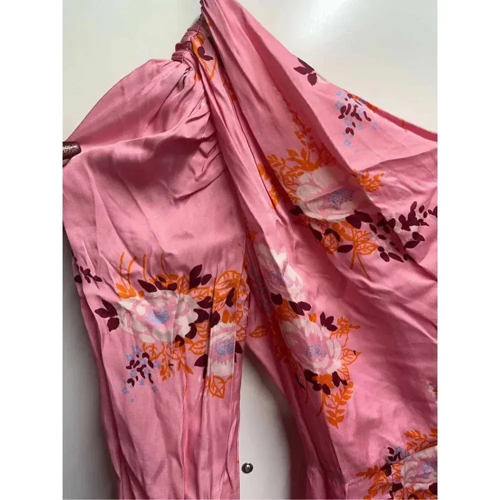 Les Reveries Floral Print One shoulder dress Pink Size 0 - Image 5