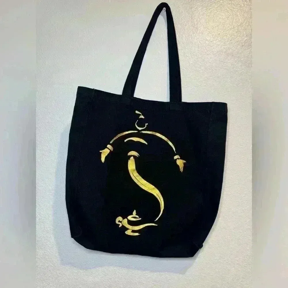 Disney Aladdin Black & Gold Genie Lamp VIP Logo Tote‎ Bag - Image 3