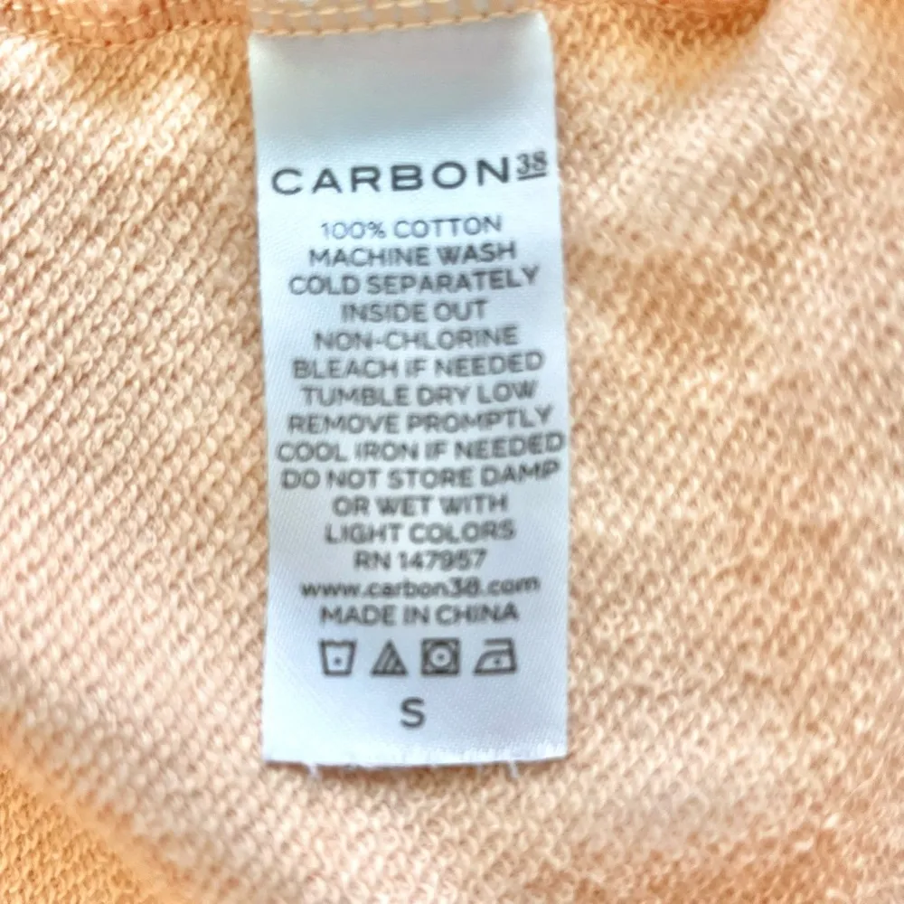 Carbon38 Peach Twist Front Cropped Terry Sweatshirt Small - Image 9