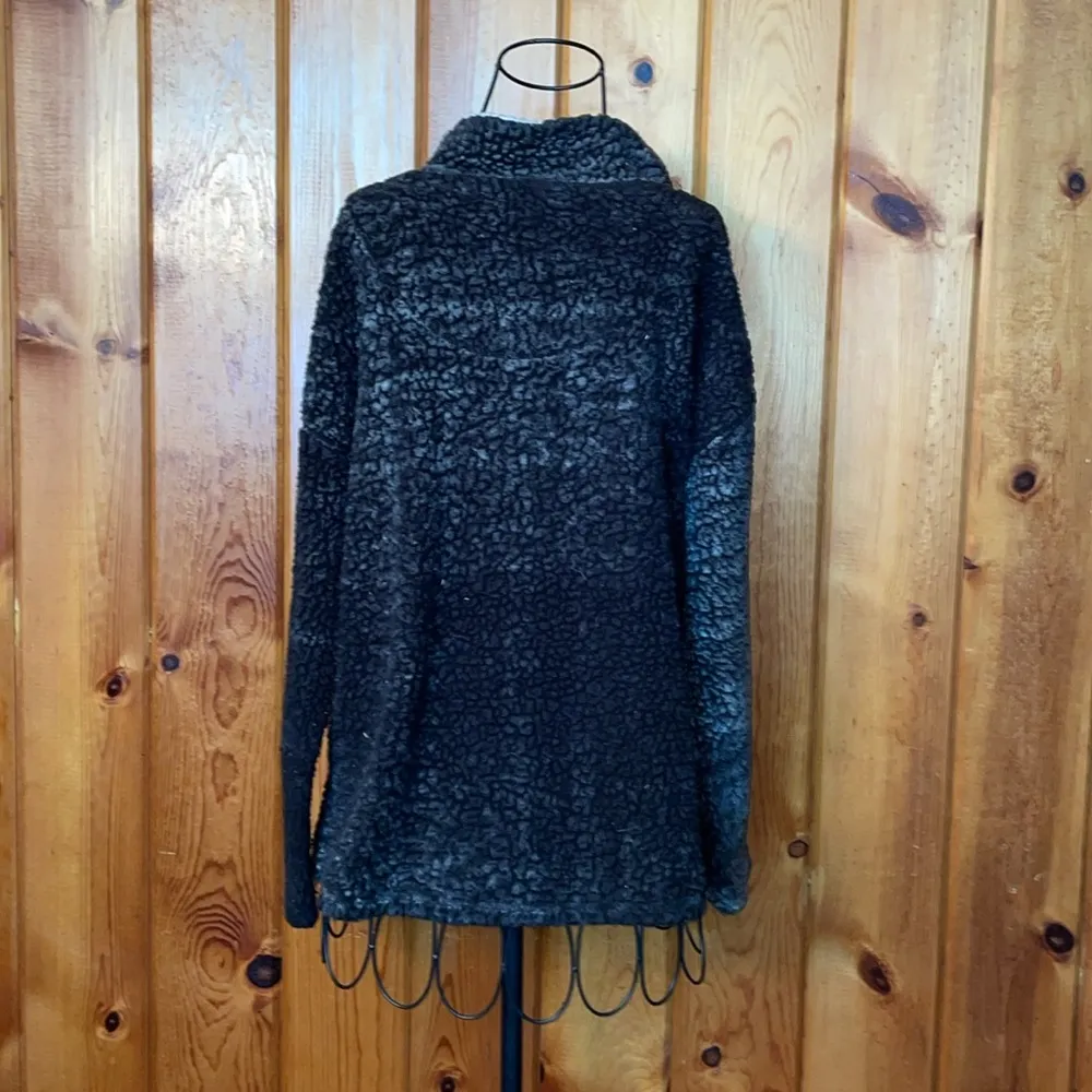 Poof New York Sherpa sweater gray fluffy sweater quarter zip size small top - Image 4