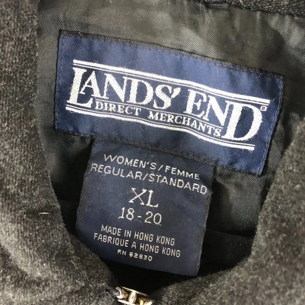 Lands End Womens Jacket Full Zip Pockets Wool Lined Black Size XL - Image 3