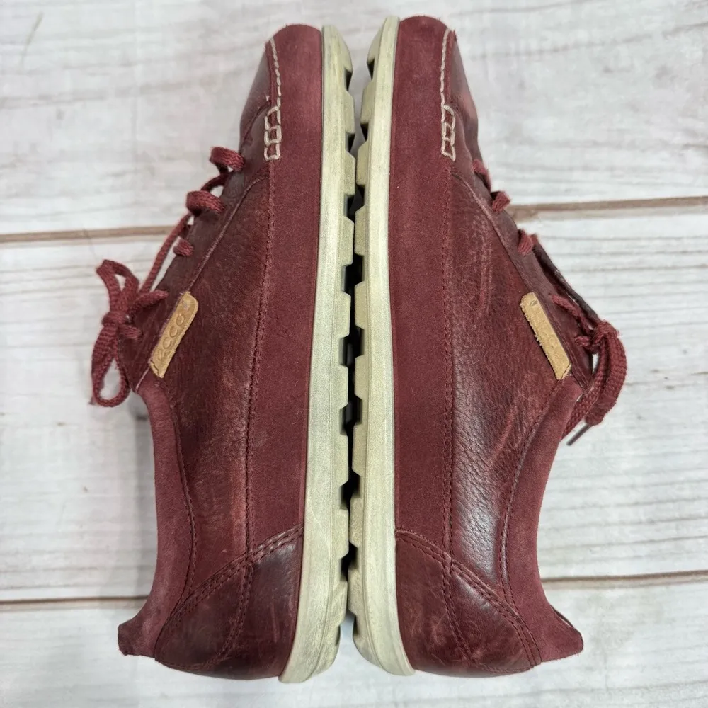 Ecco Cayla Burgundy Wine Genuine Leather Lace Up Sneakers Red Size 8.5 - Image 8