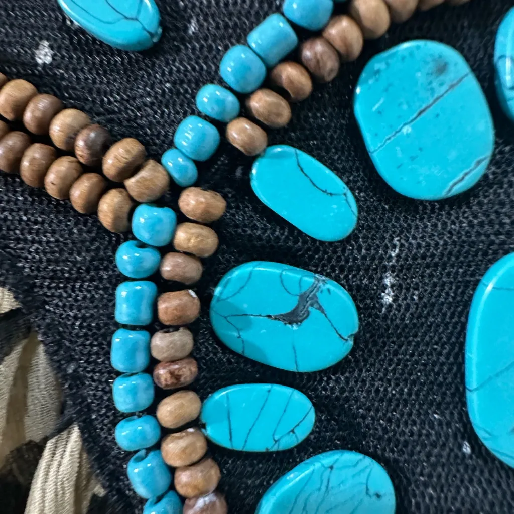 H & M Zebra Print Cover up with Beaded Necklace - Image 7