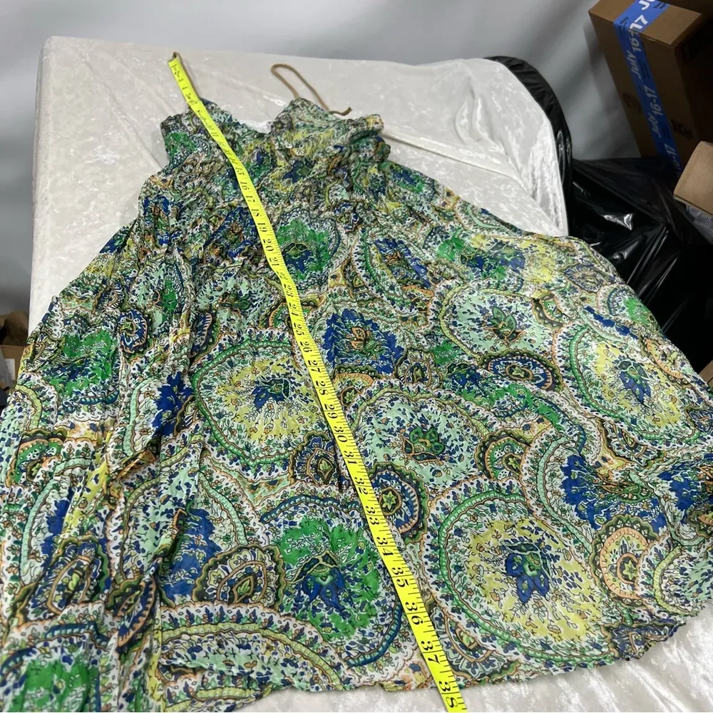 Joy Joy S Multicolor Paisley floral handkerchief Dress crinkle see measurements - Image 5