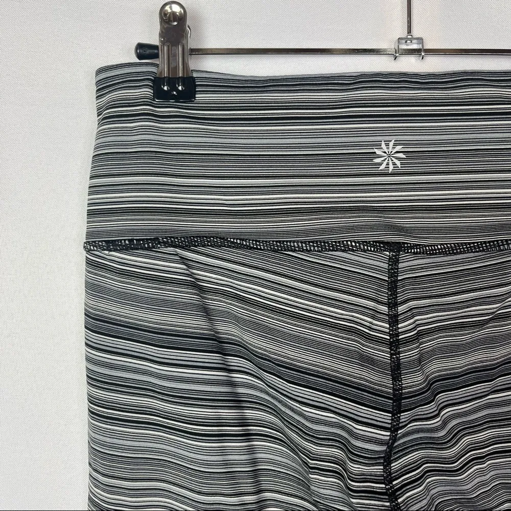 Athleta Chaturanga Black & Gray Stripe Athletic Leggings M - Image 5