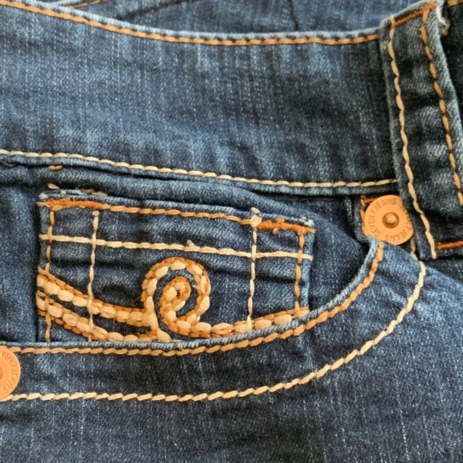 Seven7 Jeans Blue Wash Embroidered Pockets Skinny Denim Jeans Size 6 - Image 9
